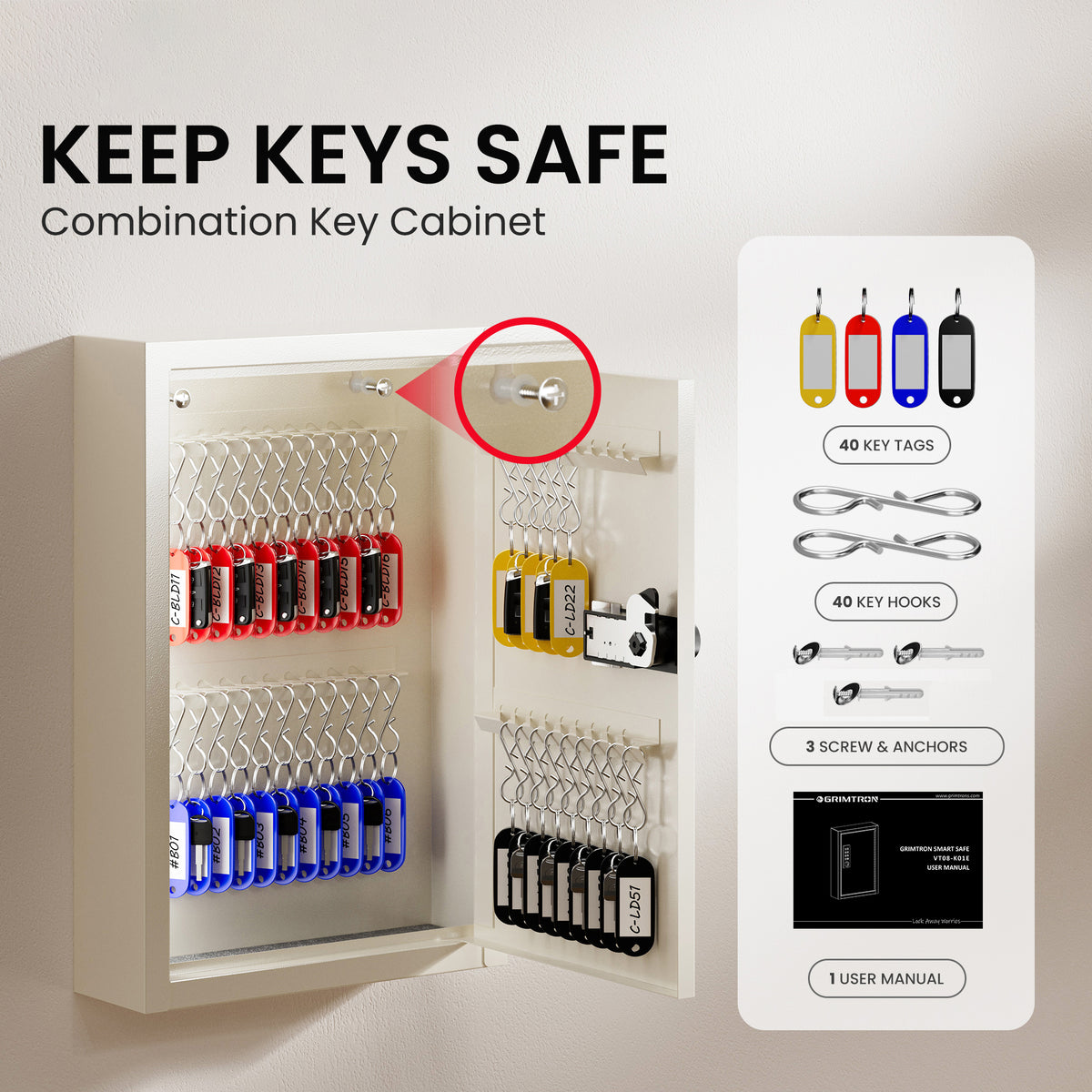 Grimtron 40 Keys Combination Key Lock Box