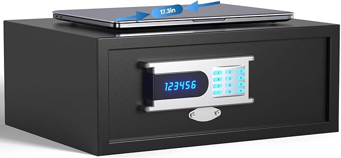 Hotel Safe (1.36 Cubic Feet) with Audit Function, Master Code, Silent Mode, LED Light, and Backlit Keypad – Perfect for Dorm Rooms