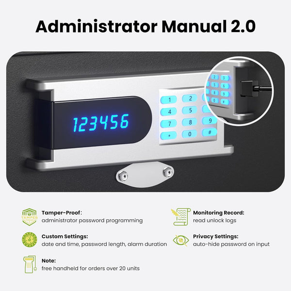 Hotel Safe Box (1.36 cu. ft.) with Audit Function, Administrator Password, Silent Mode, LED for Documents, Dorm Safe with Backlit Keyboard, Laptop Safe for IPhone, Smart Watch