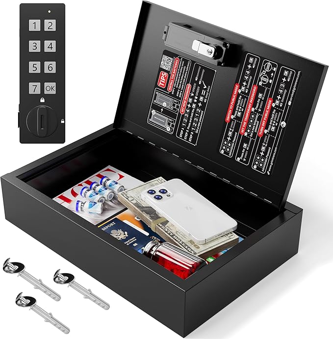 Lock Box for Valuables – Electronic Safe with Key for Passport, Medicine, Cash & More.