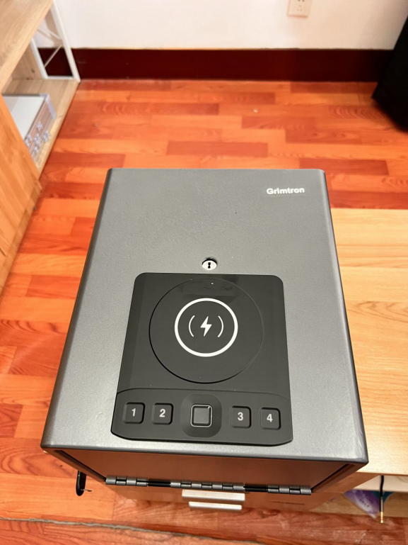 Grimtron Small Slim Desk Drawer Security Safe with Programmable Finger